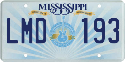 MS license plate LMD193