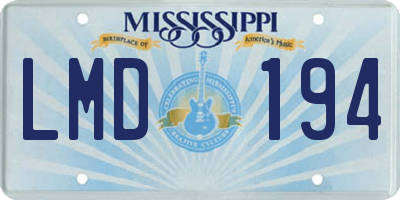 MS license plate LMD194