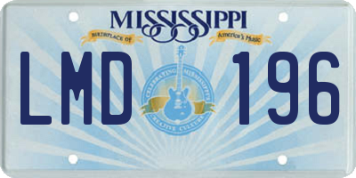 MS license plate LMD196