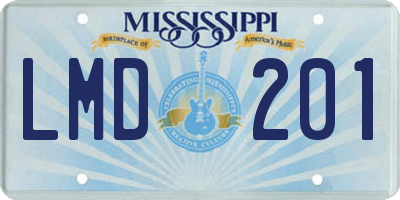 MS license plate LMD201