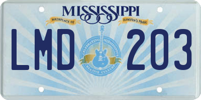 MS license plate LMD203