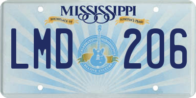 MS license plate LMD206
