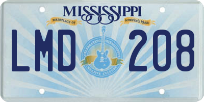 MS license plate LMD208