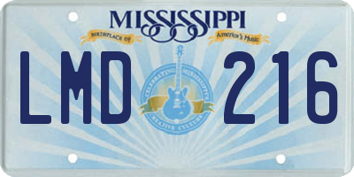 MS license plate LMD216