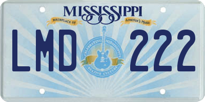 MS license plate LMD222