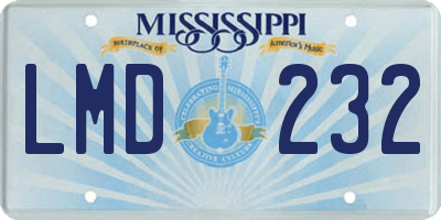 MS license plate LMD232
