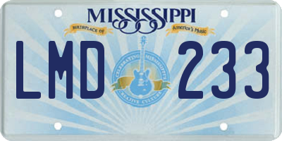 MS license plate LMD233