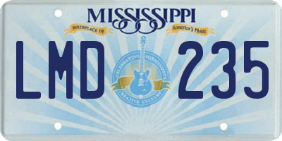 MS license plate LMD235