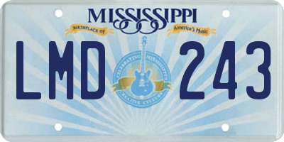 MS license plate LMD243