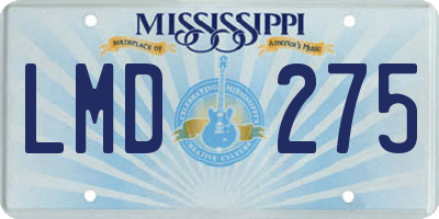MS license plate LMD275