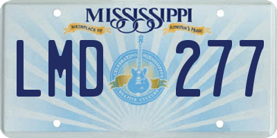 MS license plate LMD277