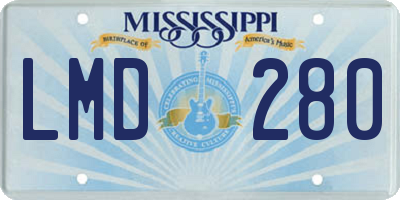MS license plate LMD280