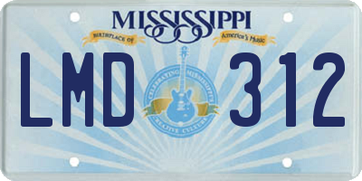 MS license plate LMD312