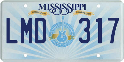 MS license plate LMD317