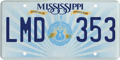 MS license plate LMD353