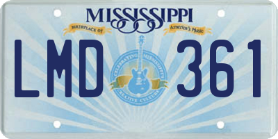 MS license plate LMD361