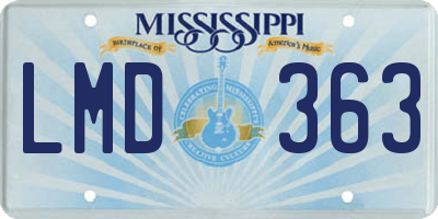 MS license plate LMD363