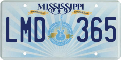 MS license plate LMD365