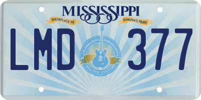 MS license plate LMD377