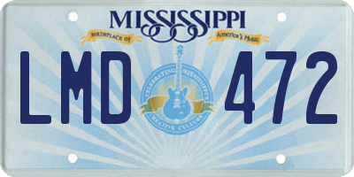 MS license plate LMD472