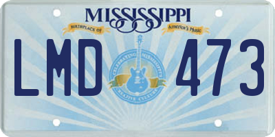 MS license plate LMD473