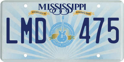 MS license plate LMD475