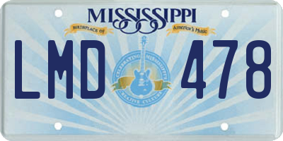 MS license plate LMD478