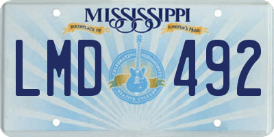 MS license plate LMD492