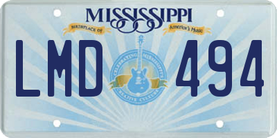 MS license plate LMD494