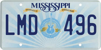 MS license plate LMD496