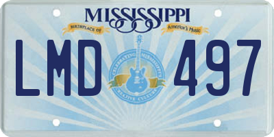 MS license plate LMD497