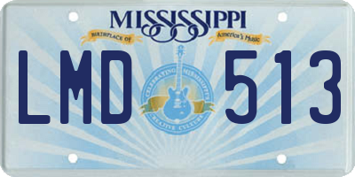 MS license plate LMD513