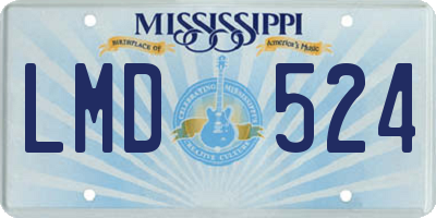 MS license plate LMD524