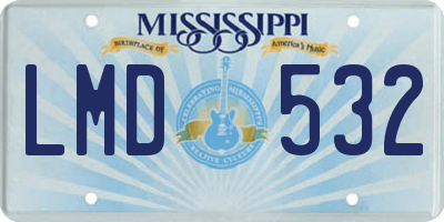 MS license plate LMD532
