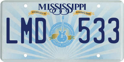 MS license plate LMD533