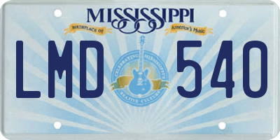 MS license plate LMD540