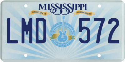 MS license plate LMD572