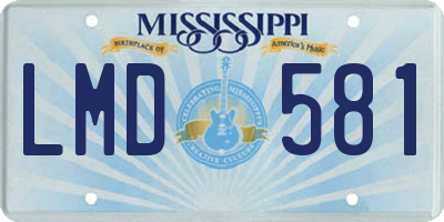 MS license plate LMD581