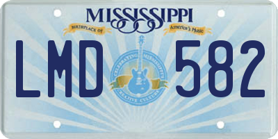 MS license plate LMD582