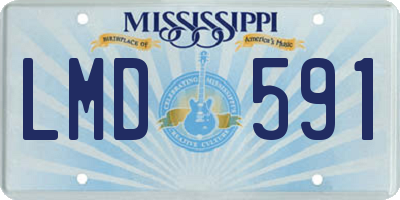 MS license plate LMD591