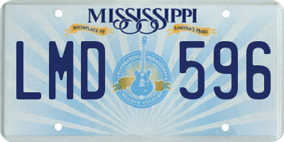 MS license plate LMD596