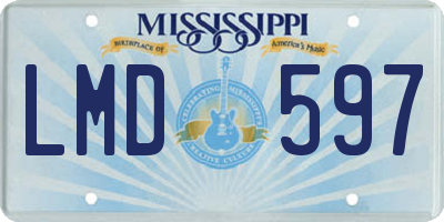 MS license plate LMD597