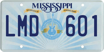 MS license plate LMD601