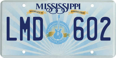 MS license plate LMD602
