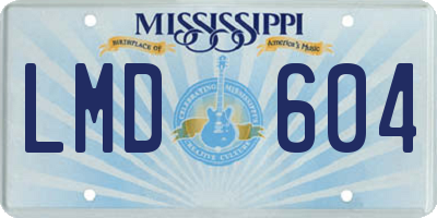 MS license plate LMD604