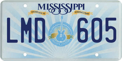 MS license plate LMD605