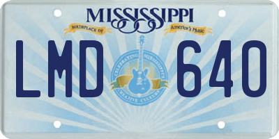 MS license plate LMD640