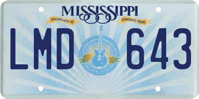 MS license plate LMD643