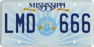 MS license plate LMD666