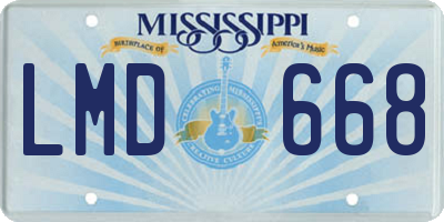 MS license plate LMD668